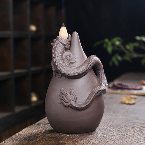 Dragon Cascading Ceramic Backflow Incense Burner