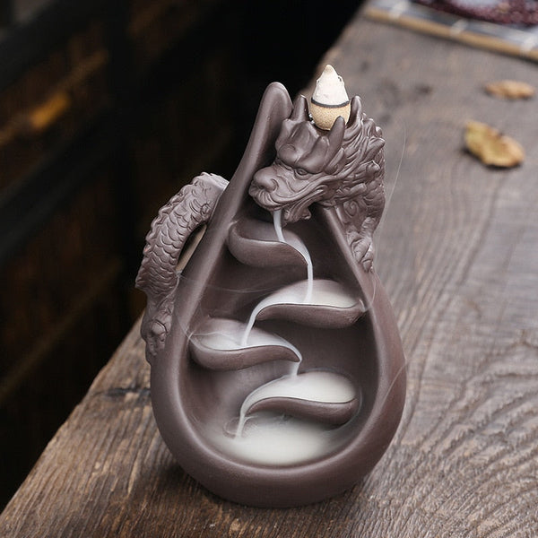 Dragon Cascading Ceramic Backflow Incense Burner