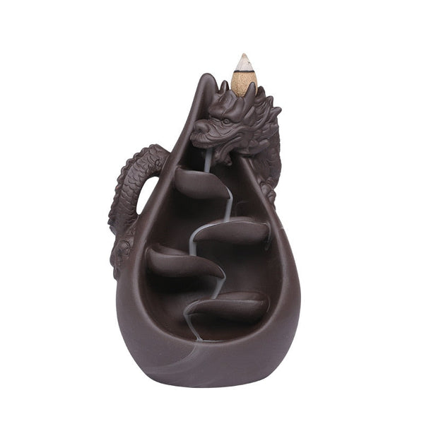 Dragon Cascading Ceramic Backflow Incense Burner