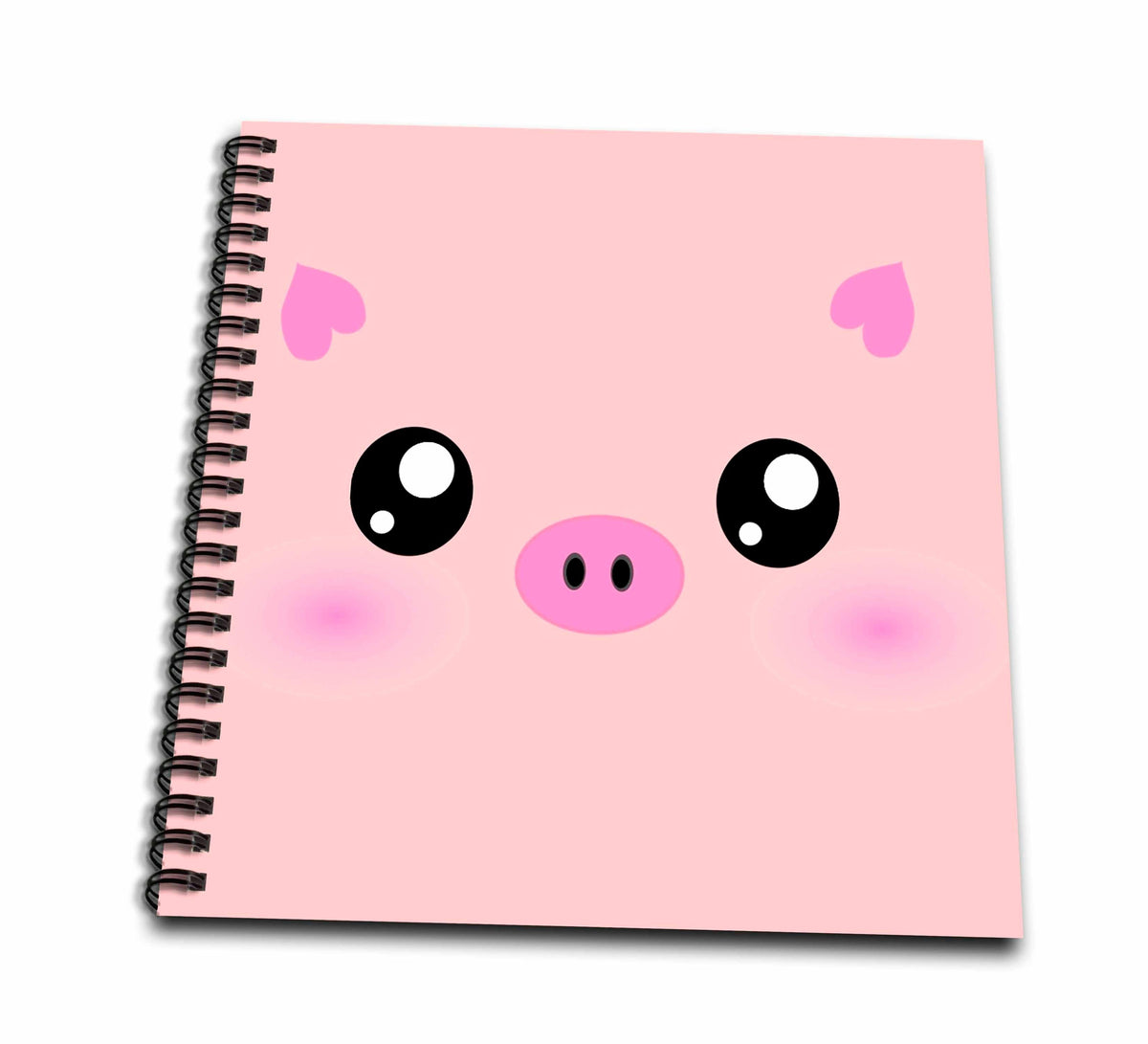 3dRose InspirationzStore Cute Animals - Kawaii pig face - cute pink minimalist farm animal cartoon - nursery kids child children girly girls - Drawing Books (db_113123)