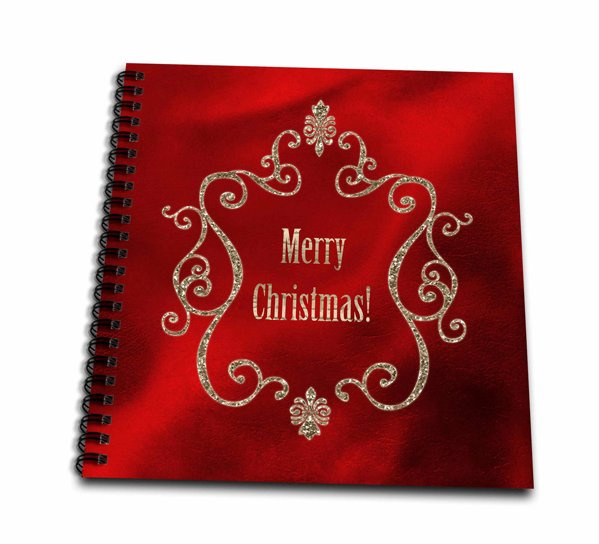 3dRose Beverly Turner Christmas Design - Elegant Gold Jewel Look Frame with Merry Christmas on Red - Drawing Books (db_167306)