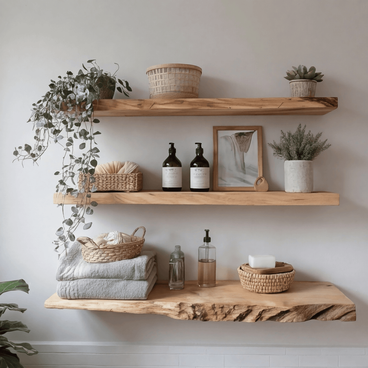 Driftedge Live Edge Solid Wood Floating Shelf