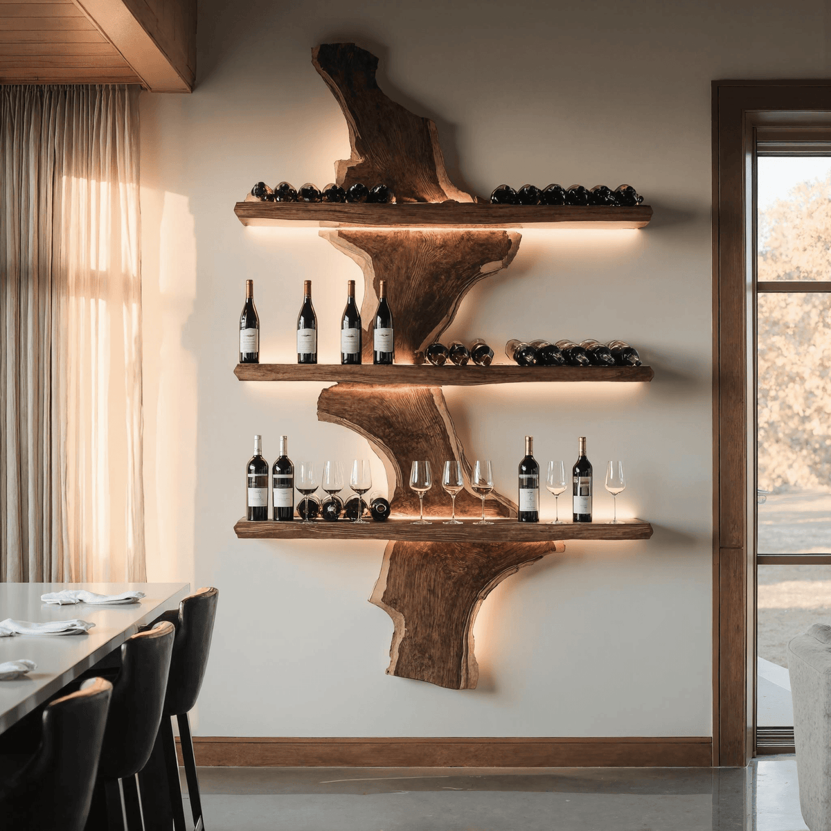 Driftwood Edge Floating Wine Rack