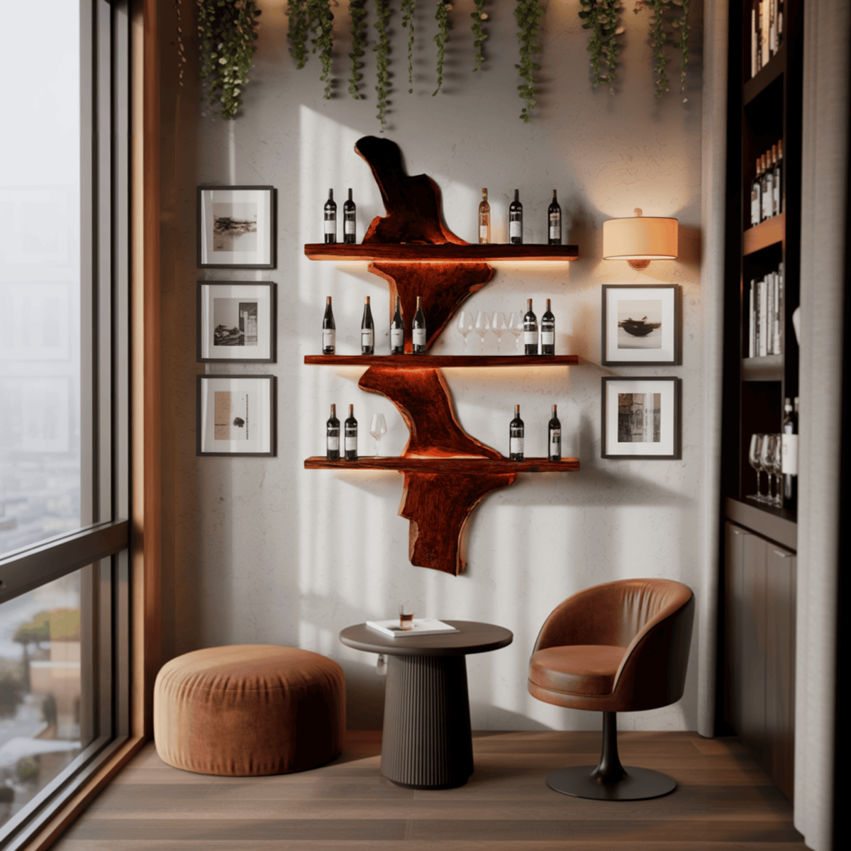 Driftwood Edge Floating Wine Rack