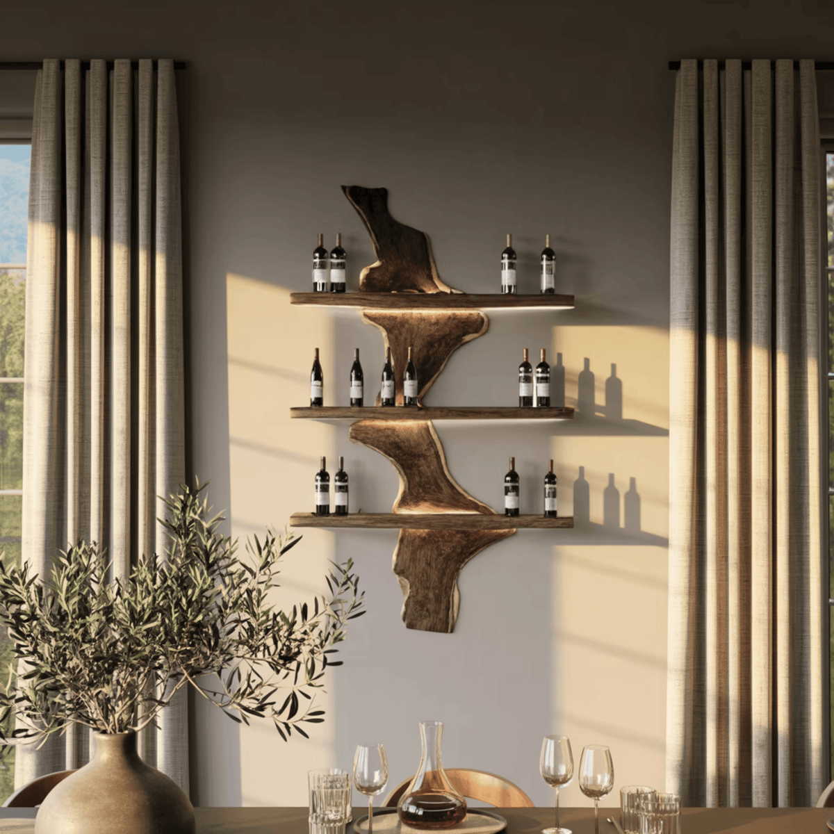 Driftwood Edge Floating Wine Rack