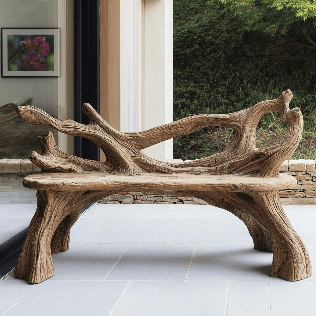 Driftwood Grove Handcrafted Live Edge Outdoor Bench