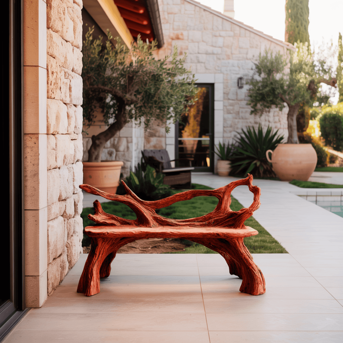 Driftwood Grove Handcrafted Live Edge Outdoor Bench