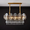Droplet Copper Chandelier - L 85cm x W 35cm x H 40cm / L 33.5" x W 13.8“ x H 15.7 / Gold & Clear