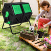 Dual Chamber Garden Compost Tumbler with Sliding Doors-Black & Green