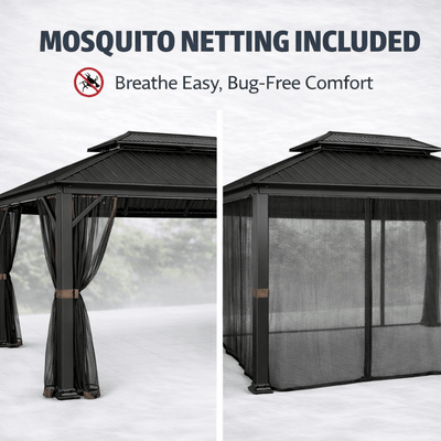 Duncan 10' x 12' Hardtop Gazebo – Metal Roof Outdoor Patio Gazebo with Heavy Duty Steel Frame