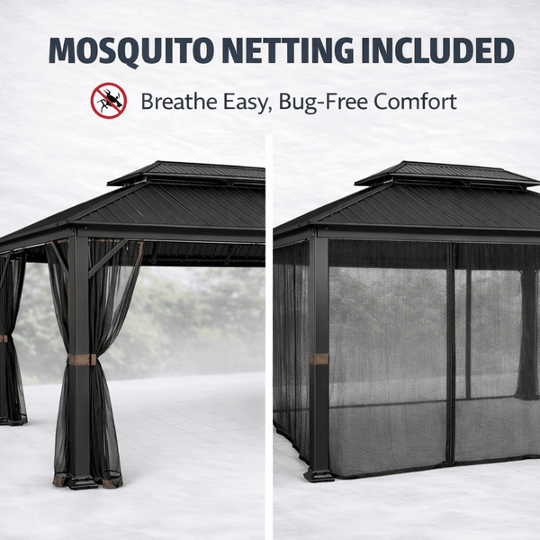 Duncan 10' x 12' Hardtop Gazebo – Metal Roof Outdoor Patio Gazebo with Heavy Duty Steel Frame
