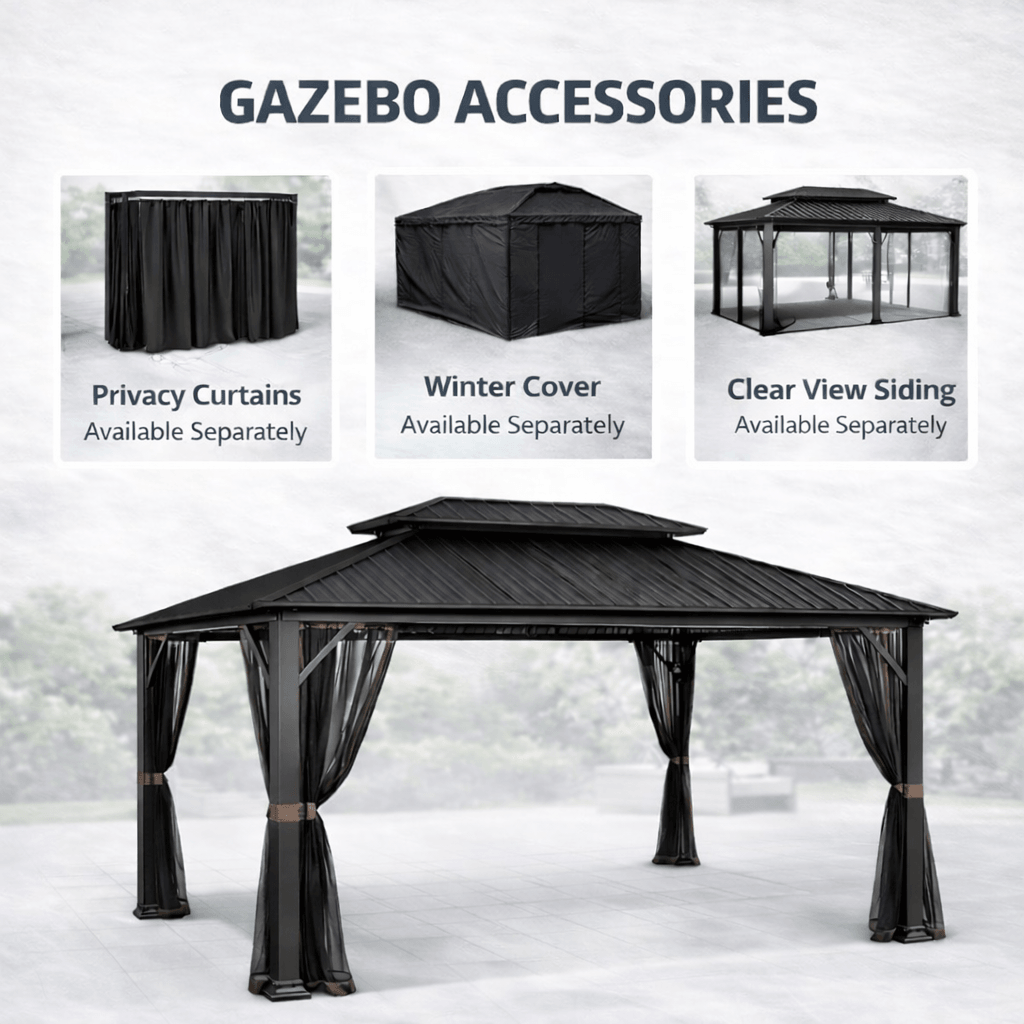 Duncan 10' x 12' Hardtop Gazebo – Metal Roof Outdoor Patio Gazebo with Heavy Duty Steel Frame