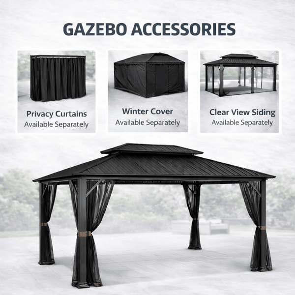 Duncan 10' x 12' Hardtop Gazebo – Metal Roof Outdoor Patio Gazebo with Heavy Duty Steel Frame