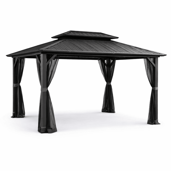 Duncan 10' x 12' Hardtop Gazebo – Metal Roof Outdoor Patio Gazebo with Heavy Duty Steel Frame