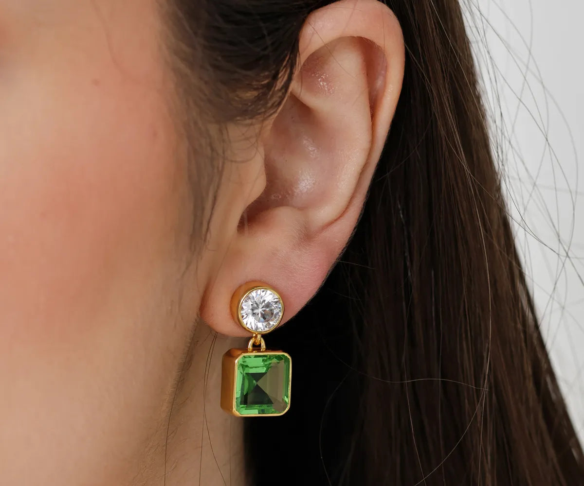 Forest Peridot Gold Drop Earrings