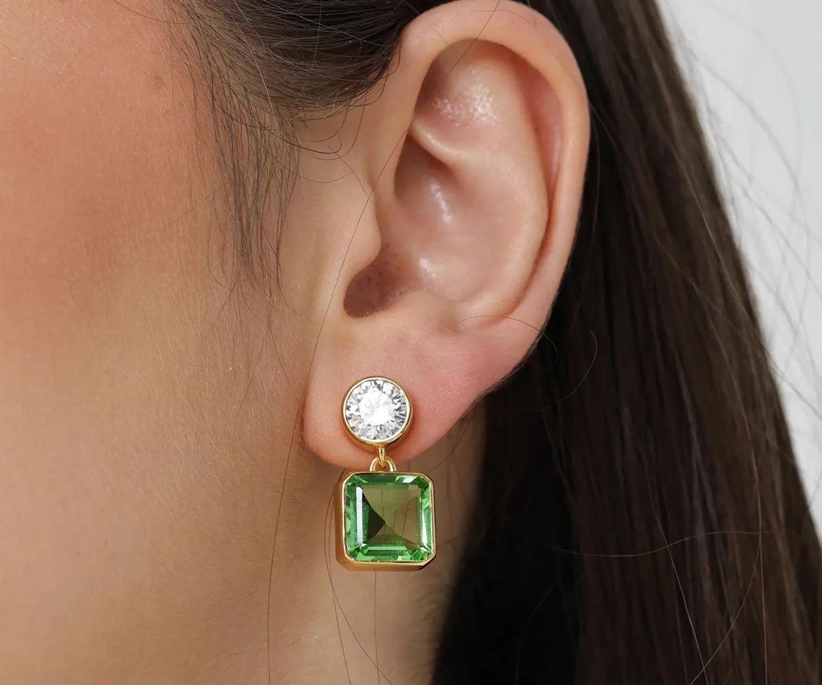 Forest Peridot Gold Drop Earrings