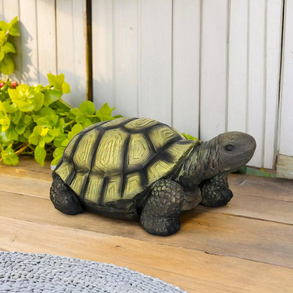 Concrete Turtle Garden Statues Painted Shell 16 Inch