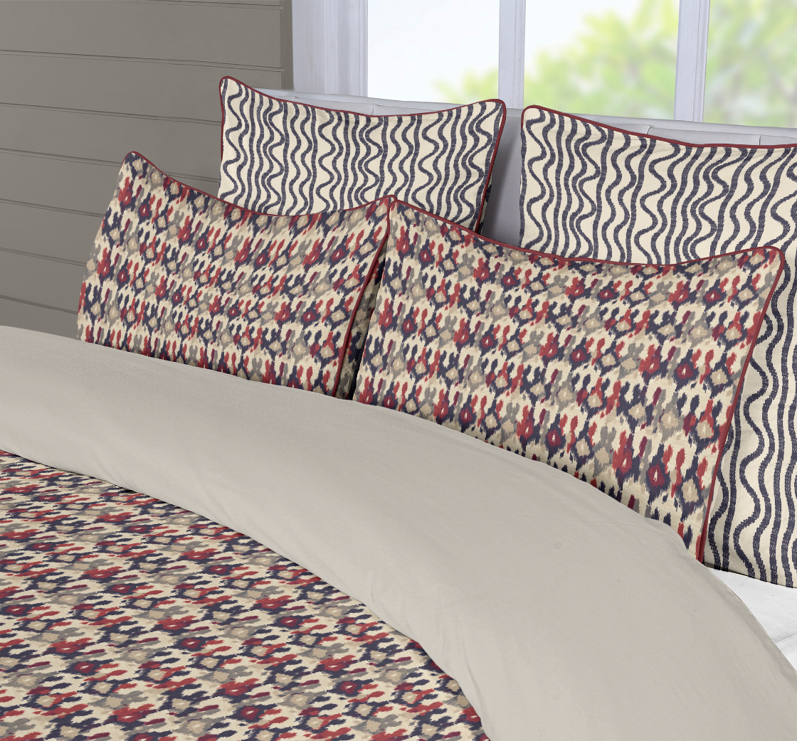 5 Piece Cotton Duvet Cover Set | Ikat Fusion - Americana