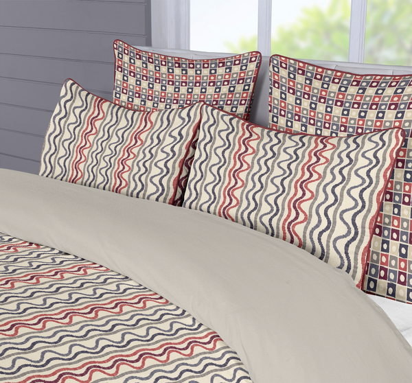5 Piece Cotton Duvet Cover Set | Ikat Fusion - Americana
