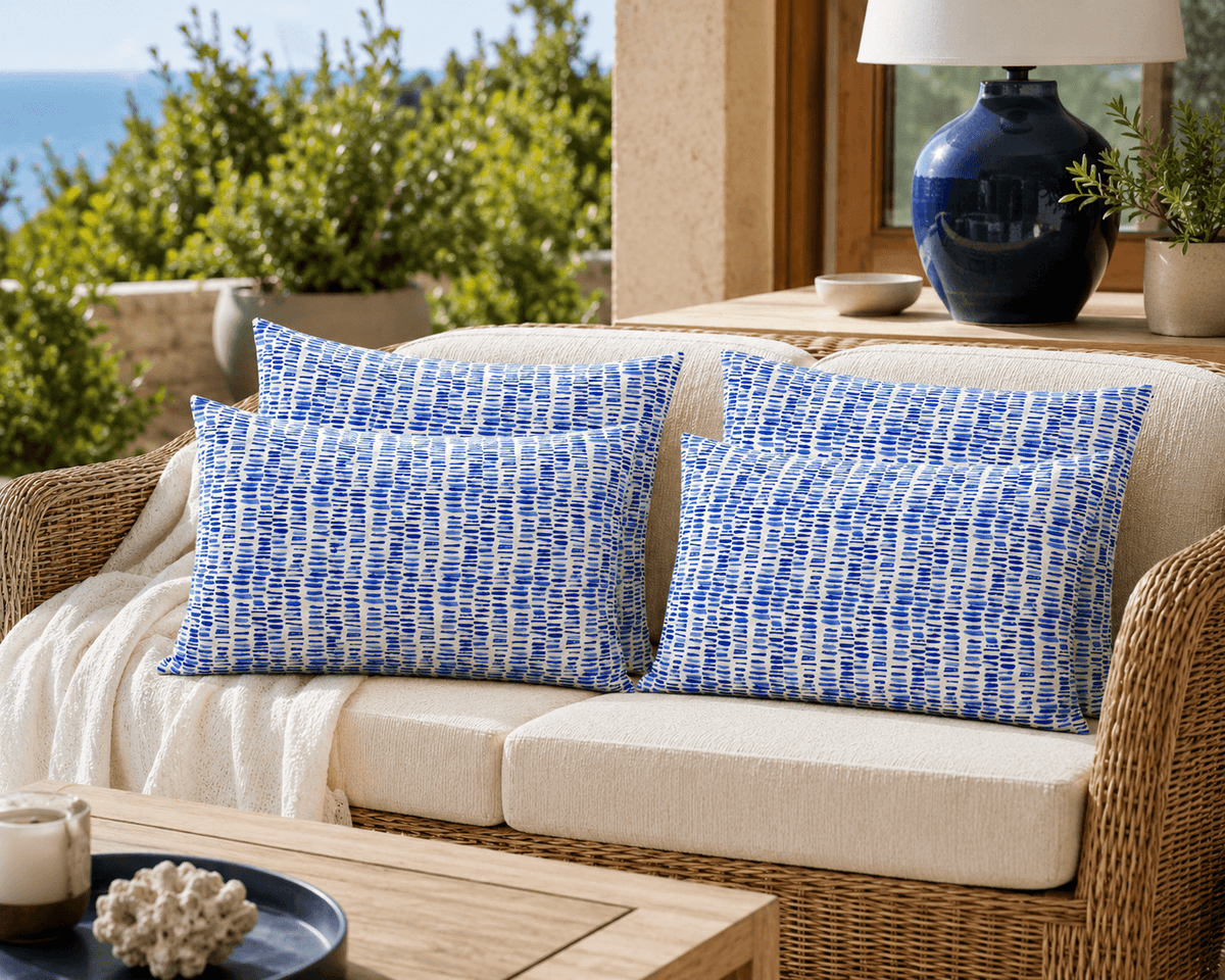Blue Rain Outdoor Cushion Covers – 2 Pack | Coastal Patio Pillow Covers | Fits IKEA Duvholmen & Kuddarna
