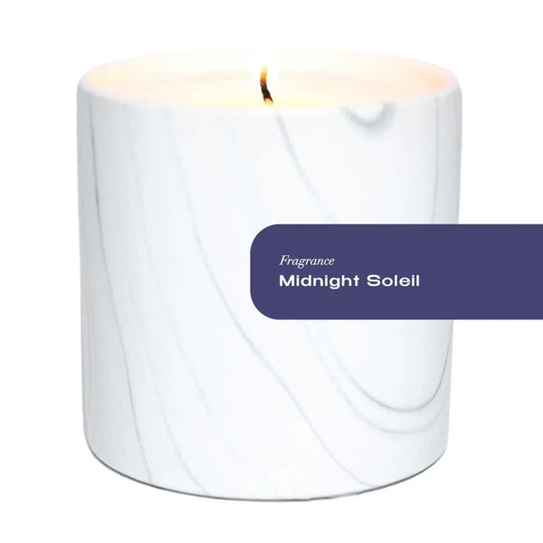 Midnight Soleil White Marble Candle 6oz - Gifts for You 'n Me
