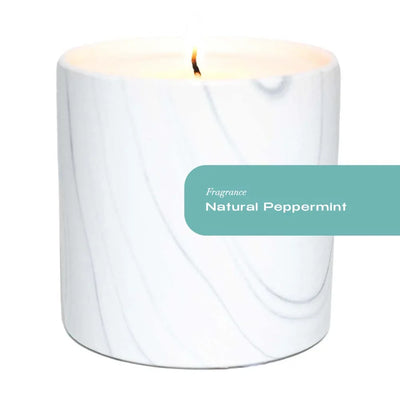 Natural Peppermint White Marble Candle 6oz
