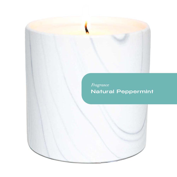 Natural Peppermint White Marble Candle 6oz