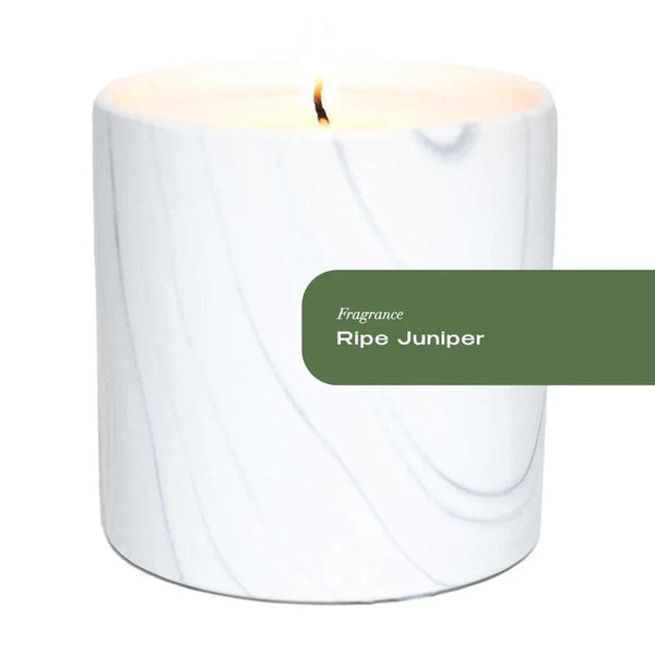 Ripe Juniper White Marble Candle 6oz - Gifts for You 'n Me