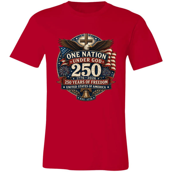 Vintage T-Shirt One Nation Under God Patriotic Freedom Cross