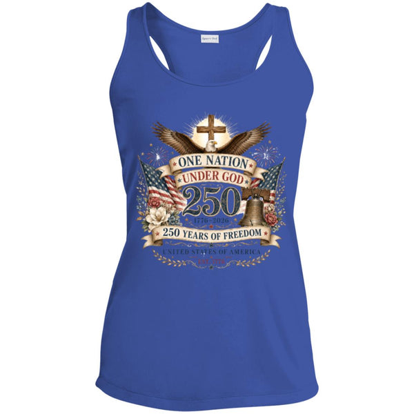 Ladies Performance Racerback Tank Top One Nation Under God