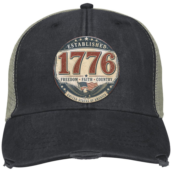 1776 Freedom Heritage Patriotic Fourth Of July Distressed Ollie Cap