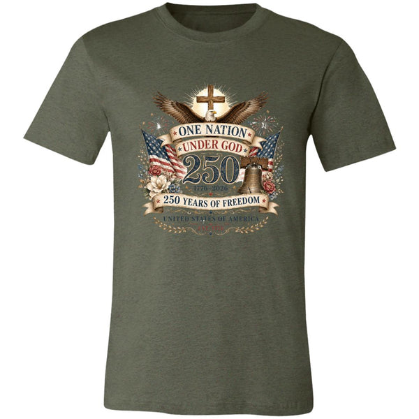 Ladies Vintage T-Shirt One Nation Under God Patriotic Freedom