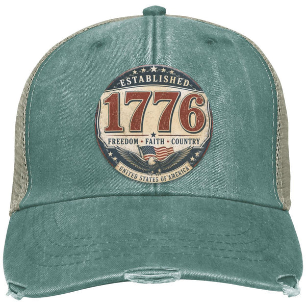 1776 Freedom Heritage Patriotic Fourth Of July Distressed Ollie Cap
