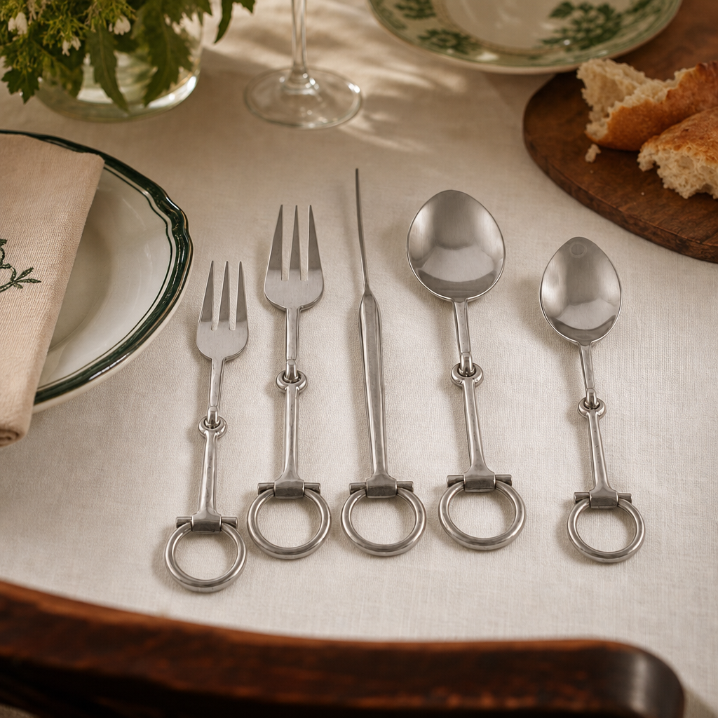Bit Five piece Flatware Set - Stainless Steel Matt Silver