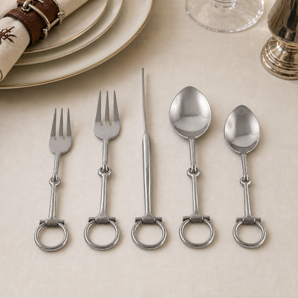 Bit Five piece Flatware Set - Stainless Steel Matt Silver
