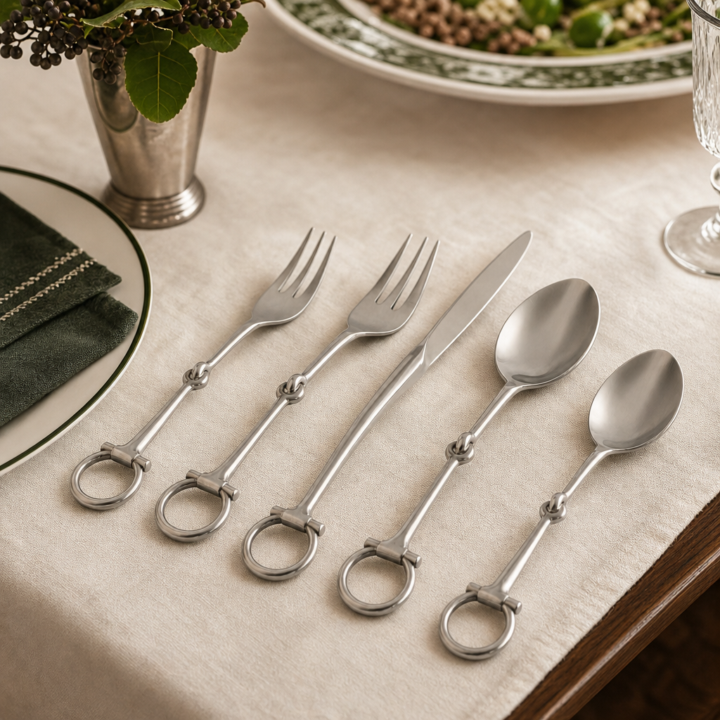 Bit Five piece Flatware Set - Stainless Steel Matt Silver