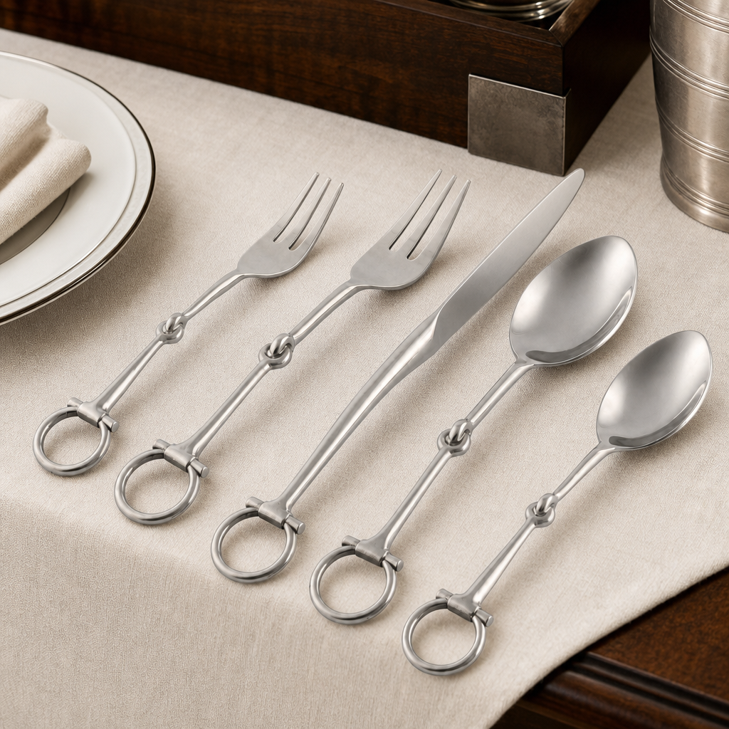Bit Five piece Flatware Set - Stainless Steel Matt Silver