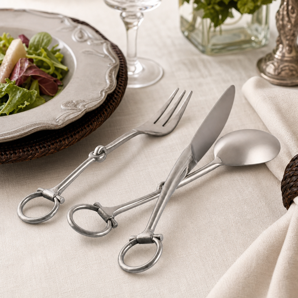 Bit Five piece Flatware Set - Stainless Steel Matt Silver