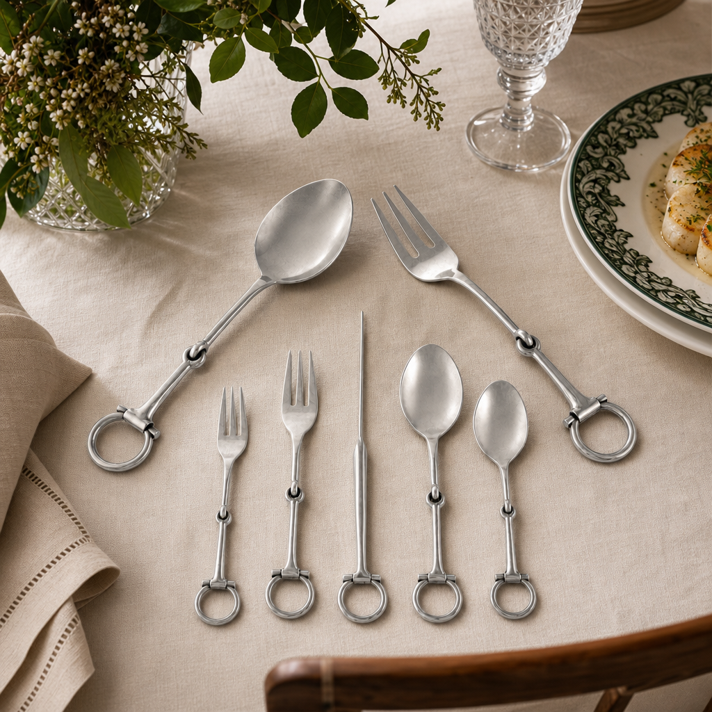 Bit Five piece Flatware Set - Stainless Steel Matt Silver