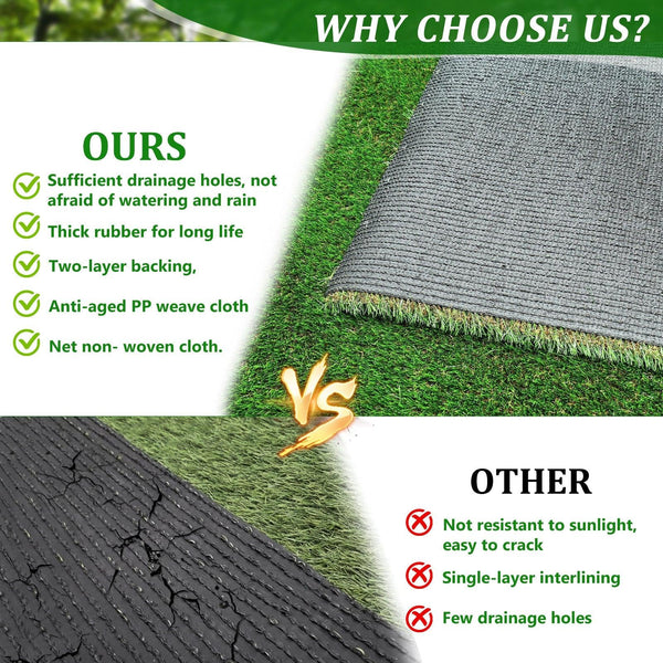 2FTX10FT Outdoor Artificial Grass Runway Blanket, Thick and Realistic Fake Grass Roll Decoration 1.38 