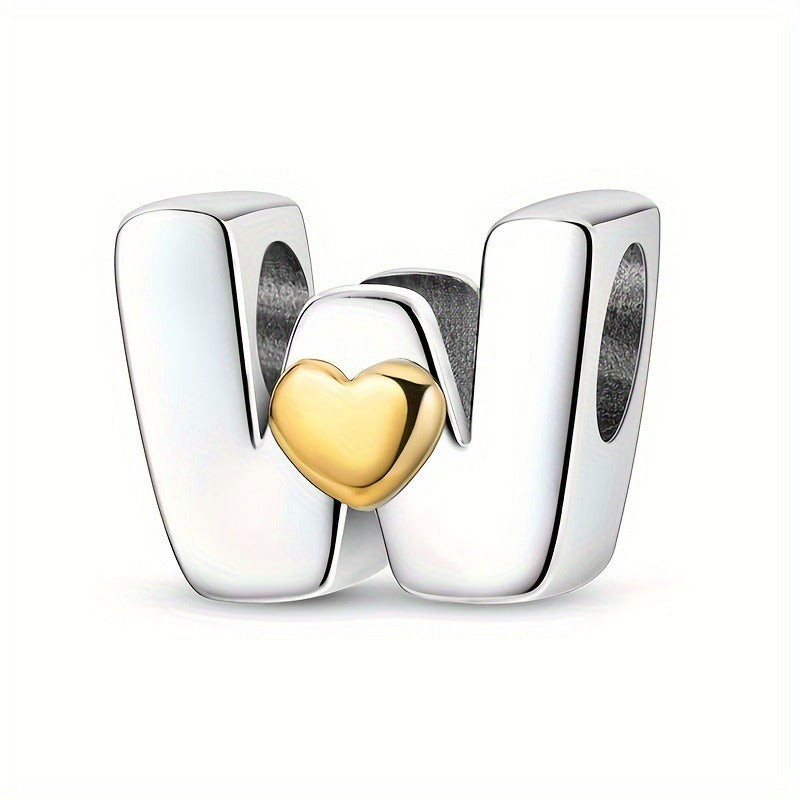 Copper Plated Silver English Letter Pendant Bead Bracelet Necklace Diy