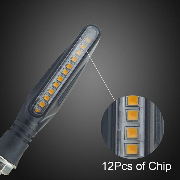 2PCS LED Motorcycle Turn Signals Light 12 SMD Tail Flasher Flowing Water Blinker IP68 Bendable Motorcycle Flashing Lights