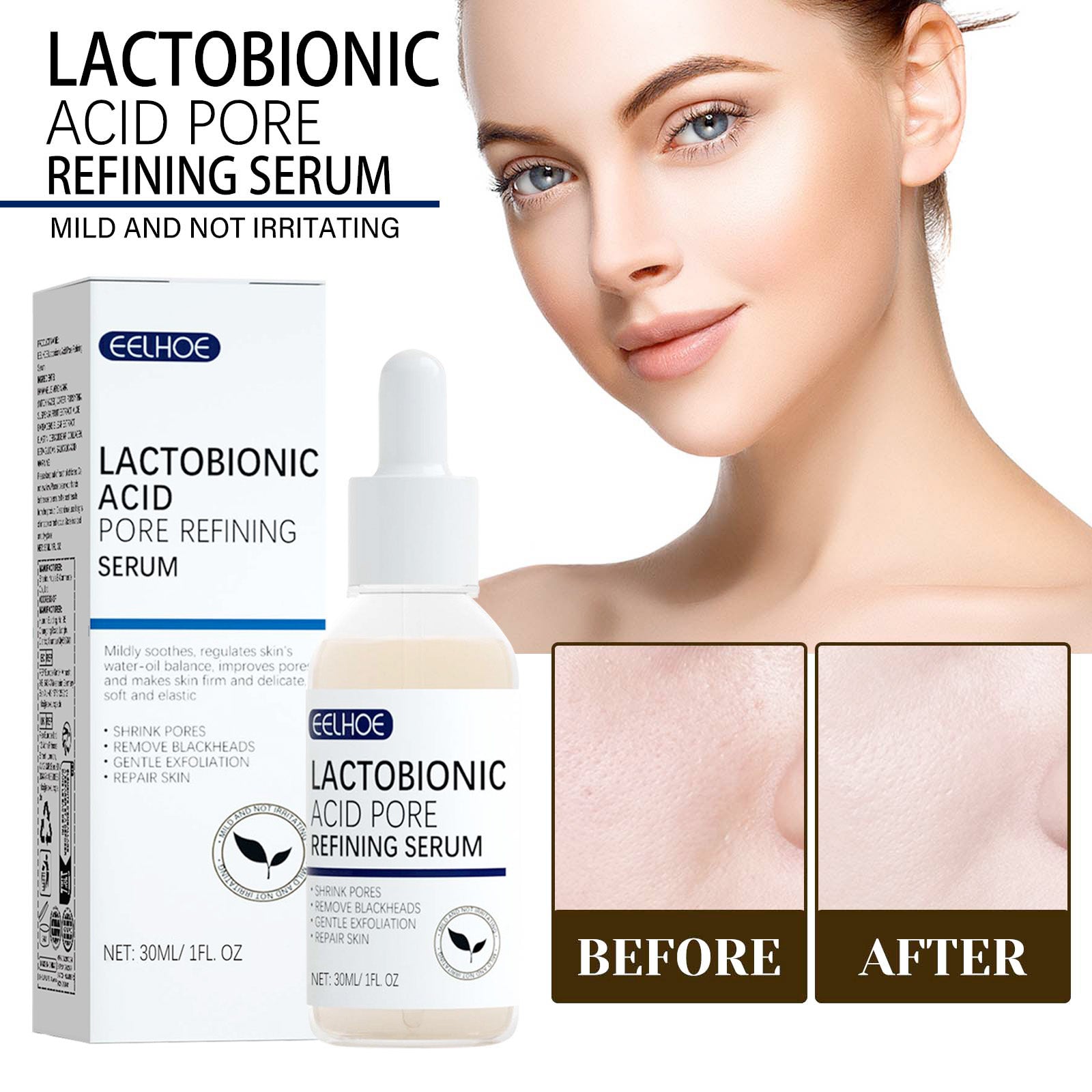 Lactosyl Acid Pore Narrowing Essence Skin Elastic Delicate Cleansing Blackhead Skin Care Essence