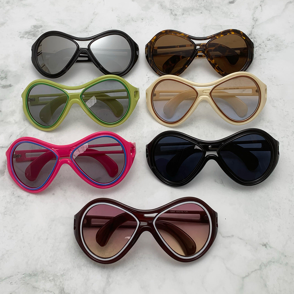 New European and American Sunglasses for Women UV400 Fashion Double Beam Round Frame Personalized PC Hollow Sunscreen Sunglasses