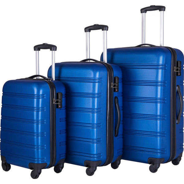 Blue 3 Piece Luggage Set Hardside Spinner Suitcase with TSA Lock 20