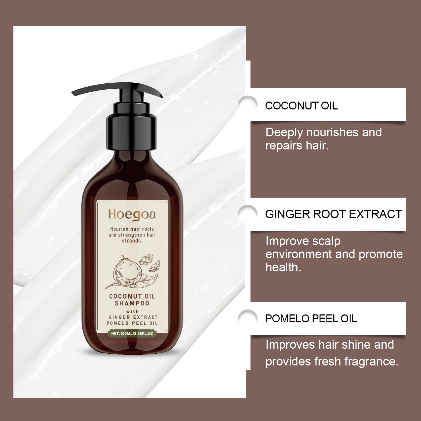 Coconut Oil Shampoo Scalp Cleansing Care Soft Shine Nourishing Hair Follicle Shampoo