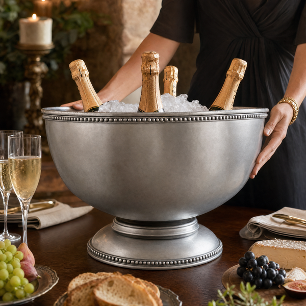 Pewter Medici Bead Ice Tub/Punch Bowl