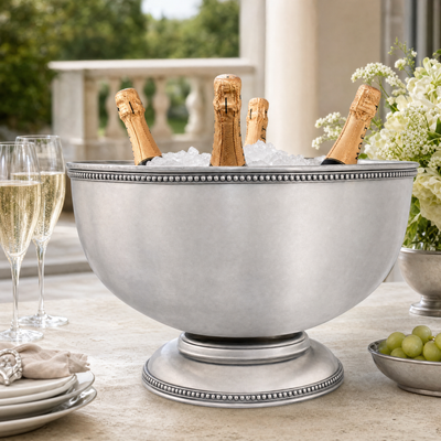 Pewter Medici Bead Ice Tub/Punch Bowl