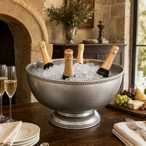 Pewter Medici Bead Ice Tub/Punch Bowl