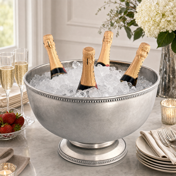 Pewter Medici Bead Ice Tub/Punch Bowl